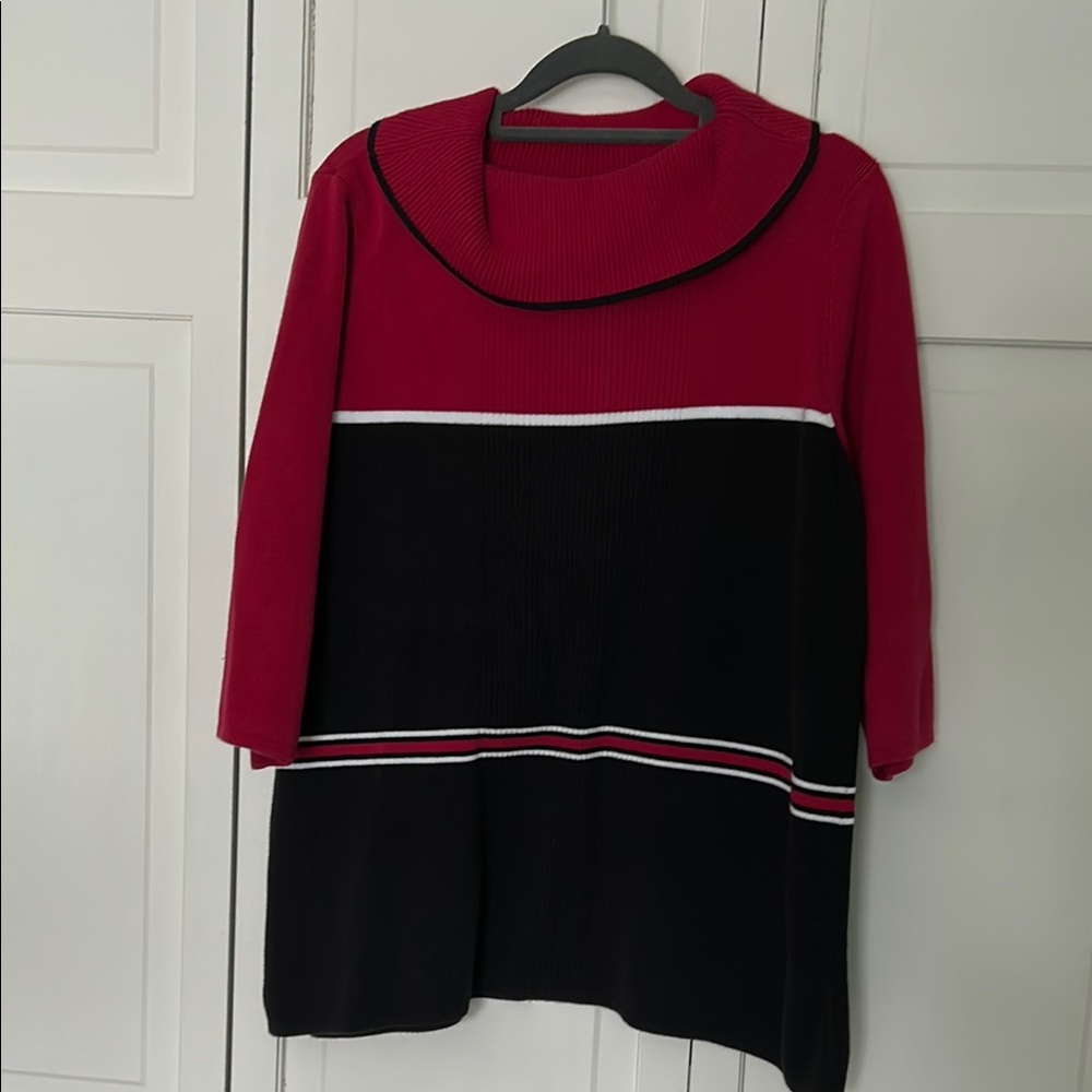 Designers Originals Red and Black Cowl Neck Sweater
